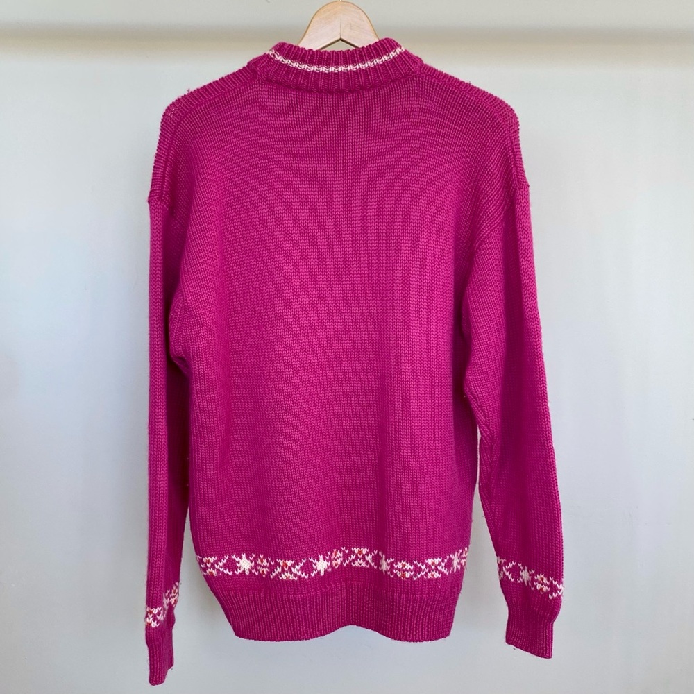 Vintage 100% wool handmade winter snow scene ski sweater. 🩷 - Picture 4 of 6